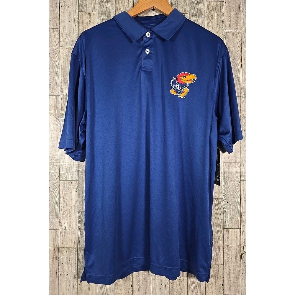 KU Jayhawks Polo LARGE 42-44 Kansas City Blue Russell NEW
